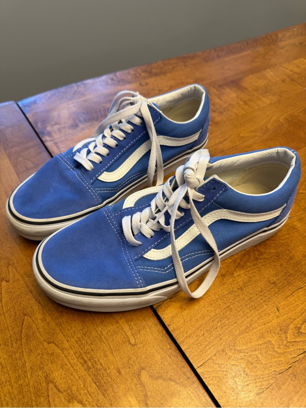 Vans Blue Canvas Low-Top Sneakers with White Stripe